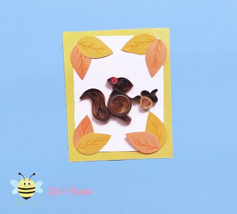 How To Make Quilled Squirrel Greeting Card Craft (With Free Templates)