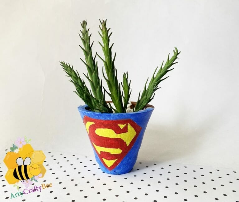 Cool Superman Planter Coloring Craft (+1 Template)