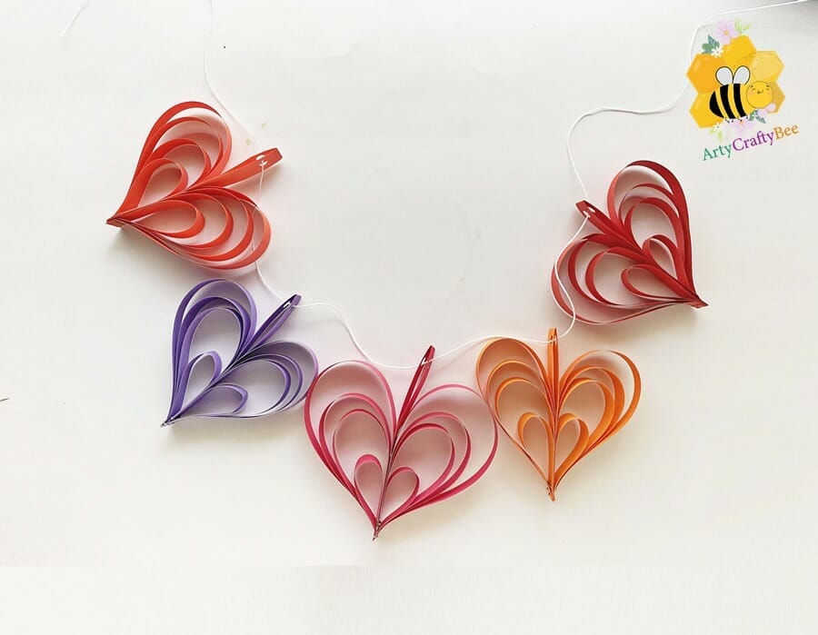 Paper Heart decorations DIY garland - Fun Crafts Kids