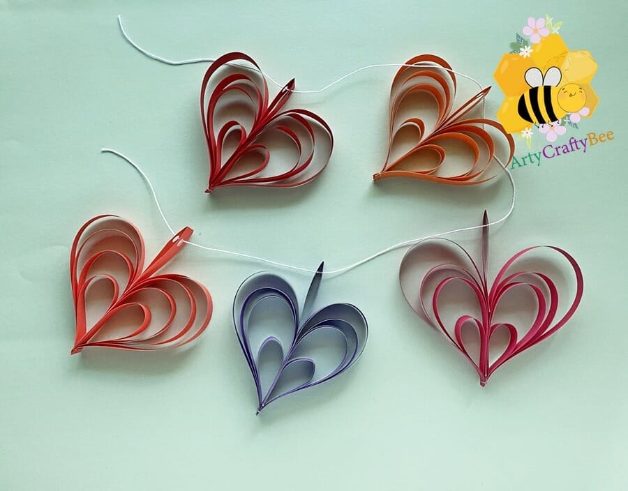 3-D Heart Paper Garlands - Easy DIY Valentine Decorations - Miss Bizi Bee