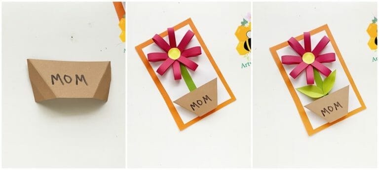 How To Make Easy Flower Pop Up Mothers Day Card 1 Template Arty Crafty Bee