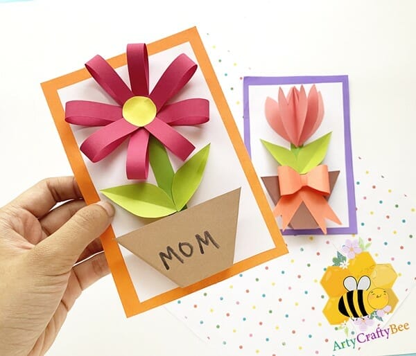 How To Make Easy Flower Pop Up Mother’s Day Card (1 Template)