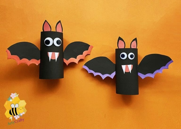Tissue Paper Roll Bat Halloween Craft For