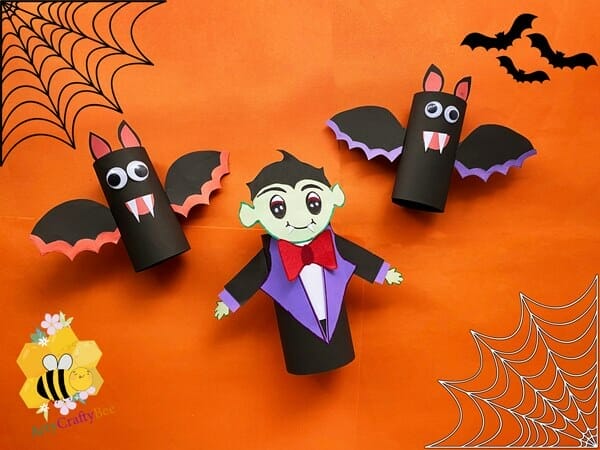 Tissue paper Roll Halloween Decoration Vampire bat Craft For Kids 1