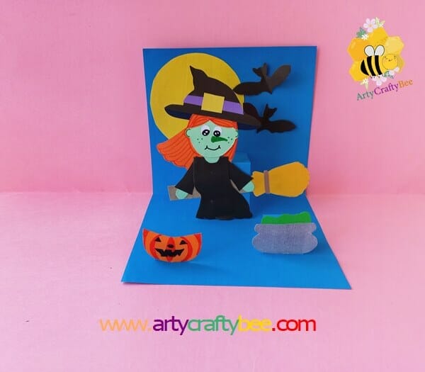 Easy Witch Halloween Pop Up Card (+2 Templates)