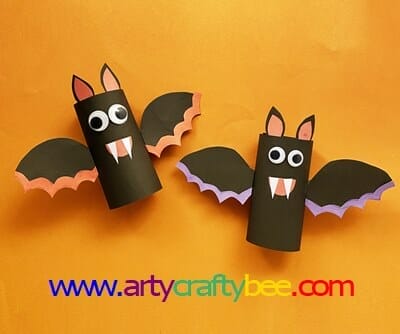 Halloween Tissue paper Roll Bat Craft For Kids