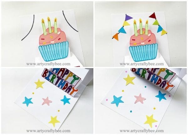 DIY 3D Birthday Pop-Up Card Idea (2 Templates) - Arty Crafty Bee