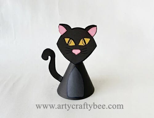 Black cat halloween paper craft for kids