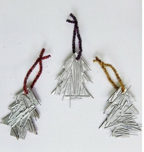Silver pasta Christmas tree ornaments
