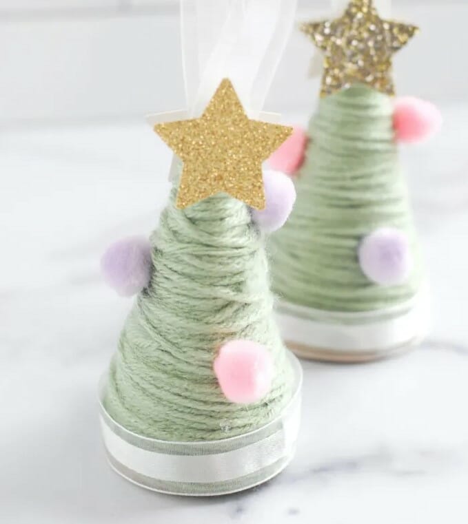 Yarn Wrapped Christmas Tree Ornament