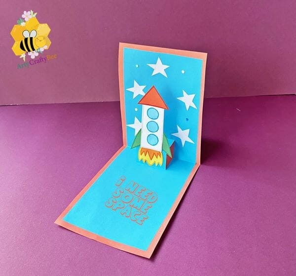 Easy 3D Space Rocket Pop-Up Card Craft For Kids