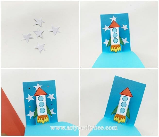 Easy 3D Space Rocket Pop-Up Card Craft For Kids (+2 Templates) (5)