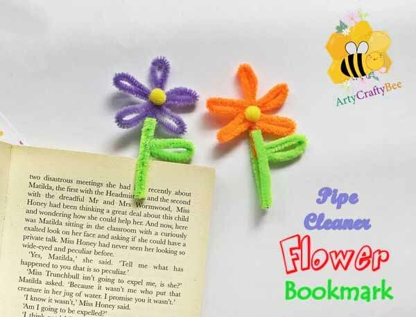 Pipe cleaner flower bookmark