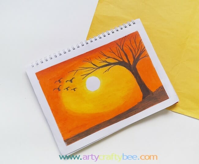 Sunset Autumn Coloring Craft For Kids