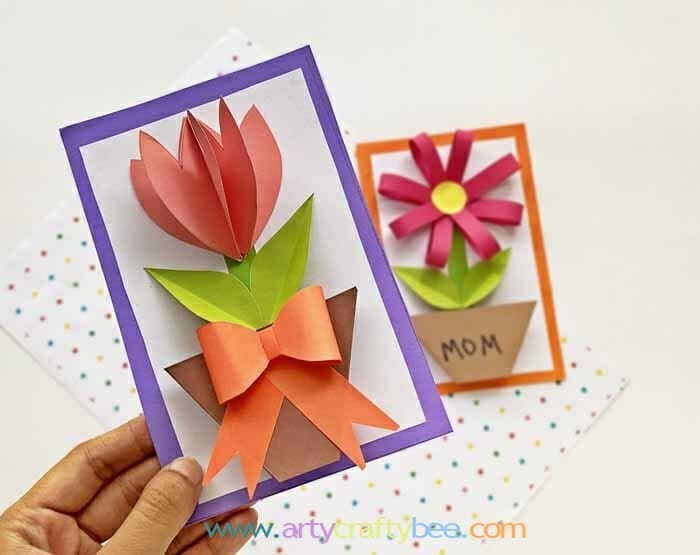 How To Make Easy Tulip Card For Mother’s Day (2 Printables)