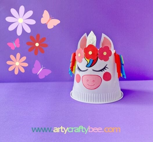 paper cup unicorn birthday decoration
