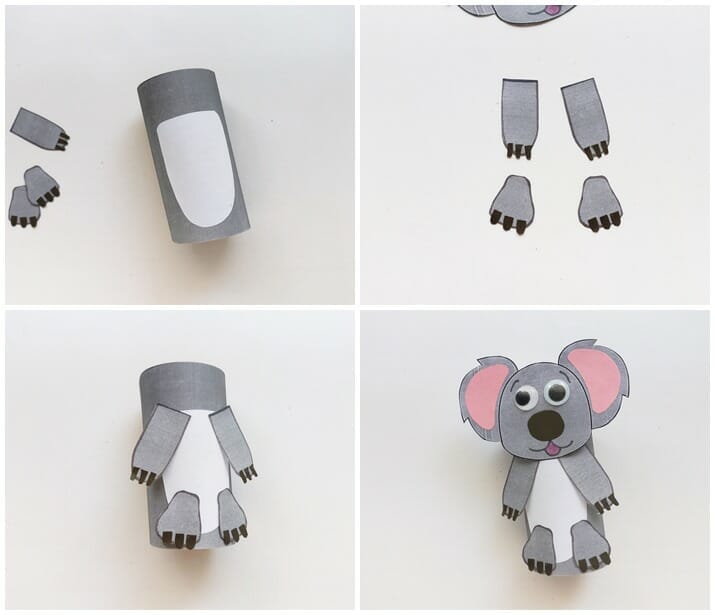toilet paper roll koala craft for toddlers