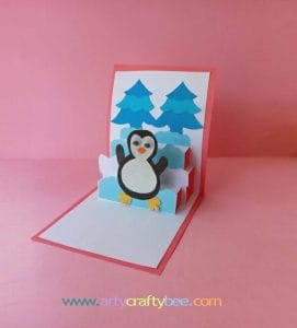 3D Penguin Pop Up card Easy with free templates