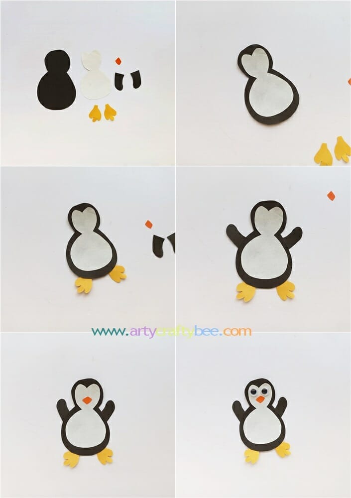 how to make a paper penguin craft for winter holiday 6
