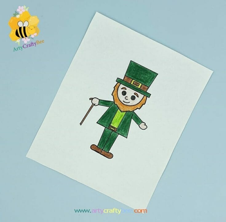 cartoon leprechaun drawing step by step