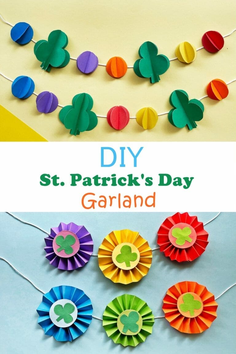 Easy St Patrick’s Day Craft Shamrock Garland (2 Designs)