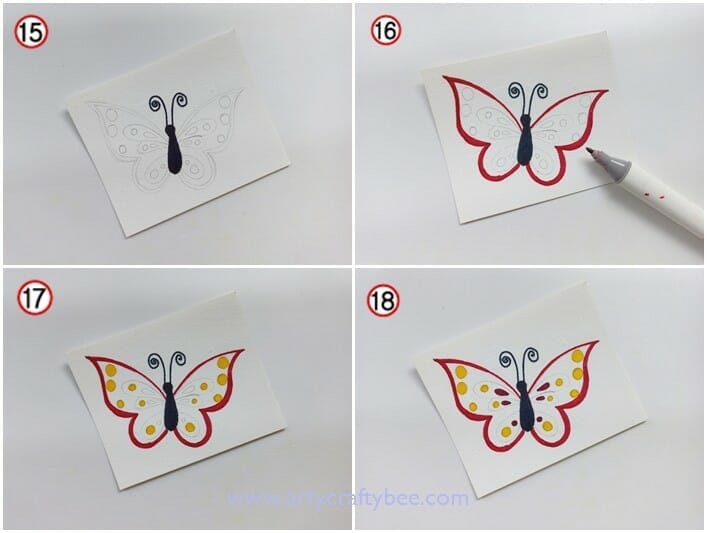 how to draw butterfly on flower