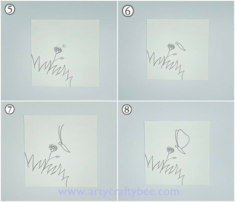 how to draw butterfly for kids